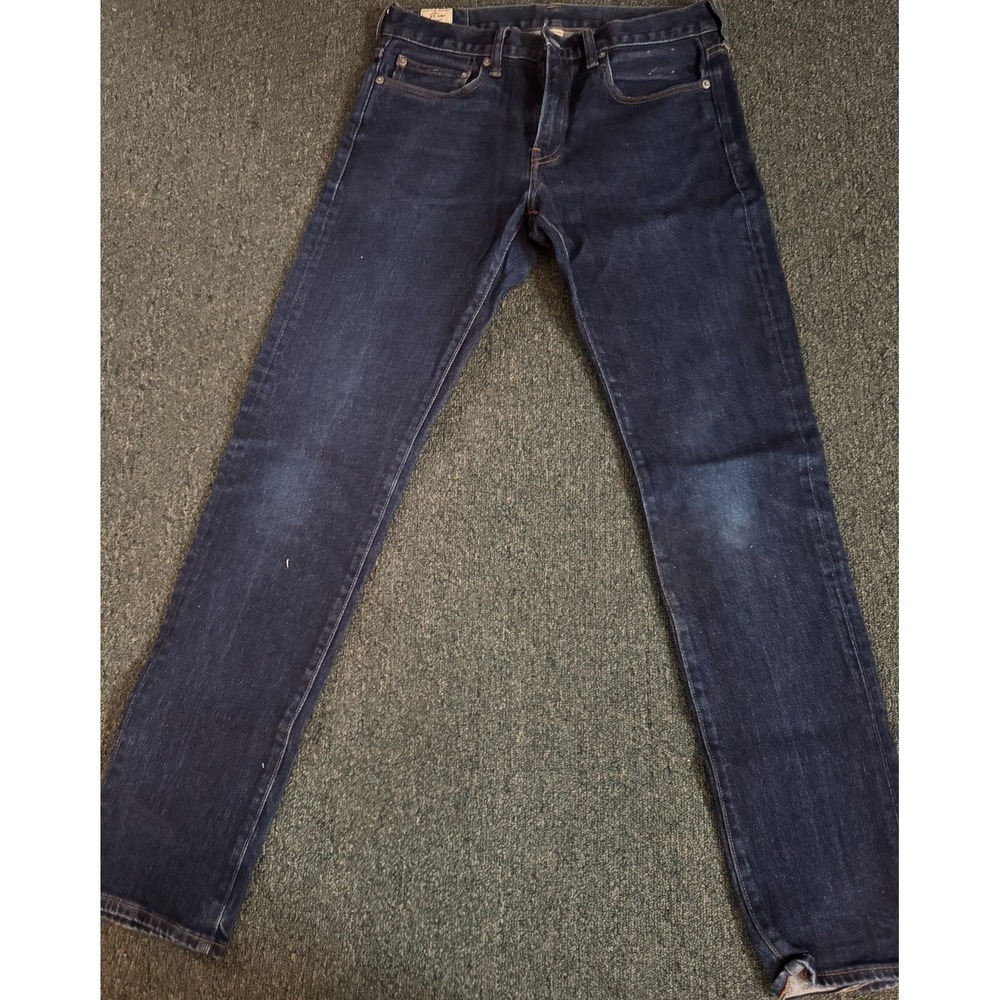 J Crew 484 Jeans Mens 30x32 Slim Fit Blue Dark Wash Denim Straight Leg